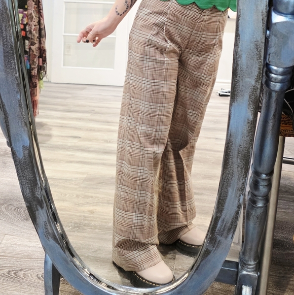 Scotch & Soda Pants - Scotch & Soda Checkered Rose High Rise Wide Leg Pants New